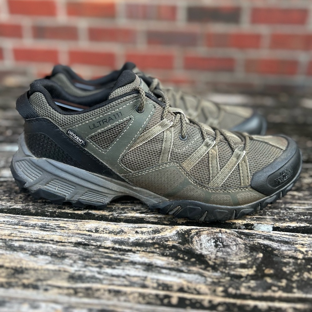 The North Face Ultra 111 Waterproof Olive Green Size 9.5 Trail Hiking Shoes G4